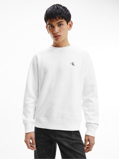 Calvin Klein Ruhák HU041954 | Calvin Klein Cotton Blend Fleece Férfi Pulóver Világos Fehér